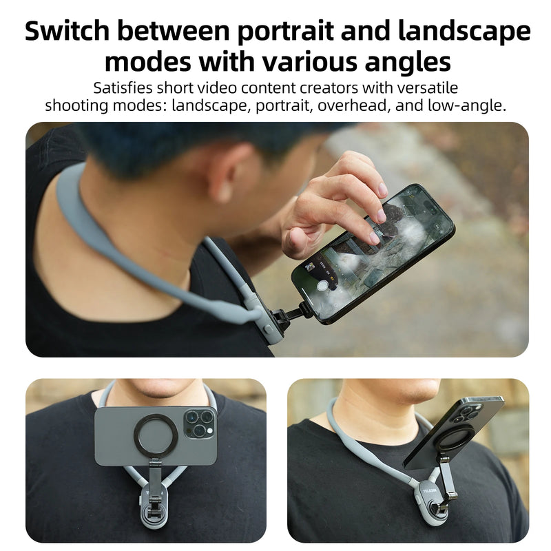 TELESIN Magnetic Neck Silicone Mount Quick Release Hold for IPhone 15 14 13 12 11 10 SAMSUNG HUAWEI XIAOMI Phone Accessories