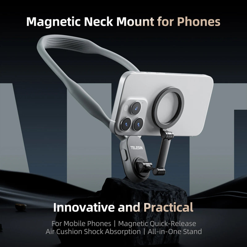 TELESIN Magnetic Neck Silicone Mount Quick Release Hold for IPhone 15 14 13 12 11 10 SAMSUNG HUAWEI XIAOMI Phone Accessories